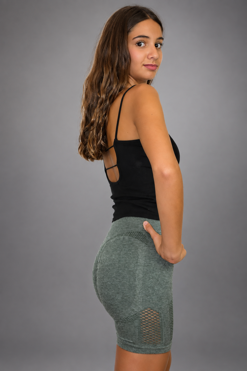Leggins Push Up Corto Calado Verde - Imagen 5