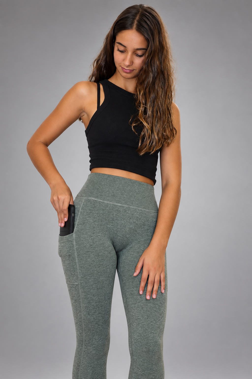 Leggings Deportivos Verde Claro con Bolsillo para el Móvil - Imagen 4